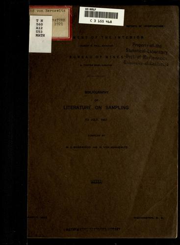 Cover for Bibliography of literature on sampling to July, 1921.