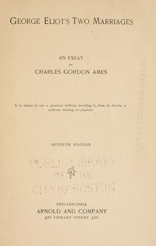 Cover for George Eliot's two marriages