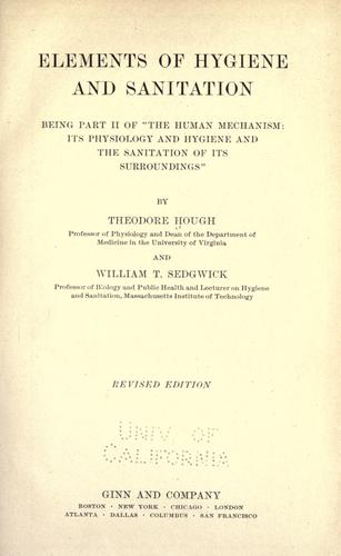 Cover for Elements of hygiene and sanitation