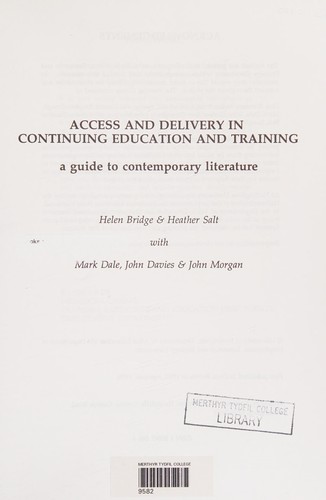 Cover for Access and delivery in continuing education and training