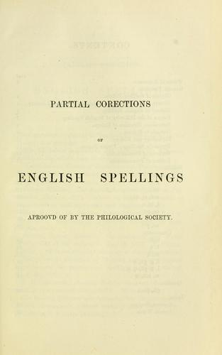 Cover for Partial corrections of English spellings aproovd of by the Philological Society.