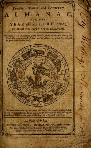 Cover for Poulson's town and country almanac, for the year of our Lord, 1801 ...
