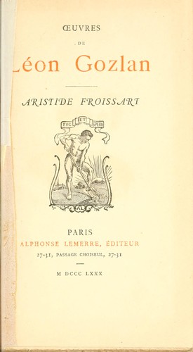 Cover for Aristide froissart.