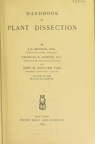 Cover for Handbook of plant dissection