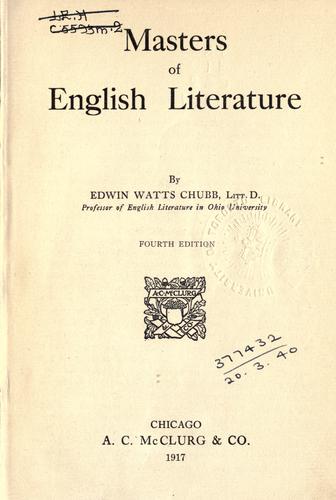 Cover for Masters of English literature.