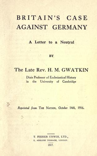 Cover for Britain's case against Germany