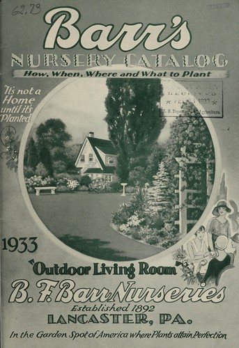 Cover for Barr's nursery catalog, 1933