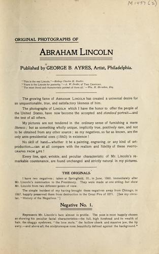 Cover for Original photographs of Abraham Lincoln