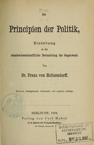 Cover for Die Principien der Politik