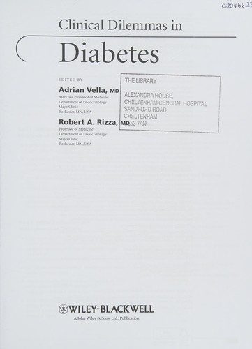 Cover for Clinical Dilemmas in Diabetes
