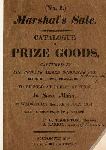 Cover for Catalogue of prize goods