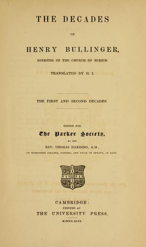 Cover for Decades of Henry Bullinger, Minister of the Church of Zurich