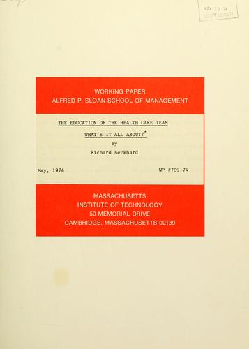 Cover for The education of the health care team