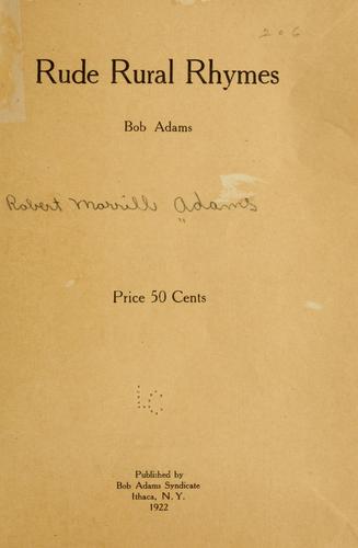 Cover for Rude rural rhymes ...