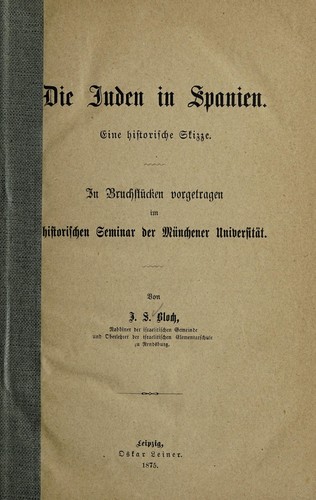 Cover for Die Juden in Spanien