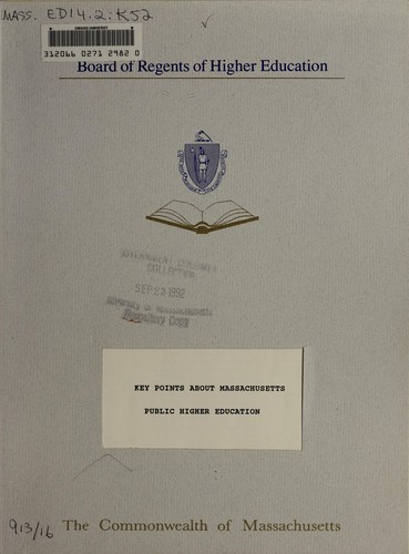 Cover for Key points about Massachusetts public higher education