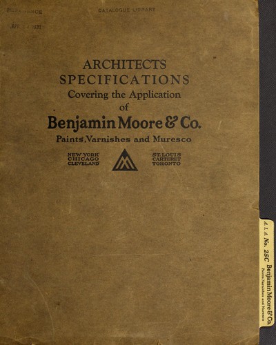Cover for Architects specifications covering the application of Benjamin Moore & Co. paints