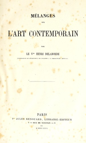 Cover for Mélanges sur l'art contemporain