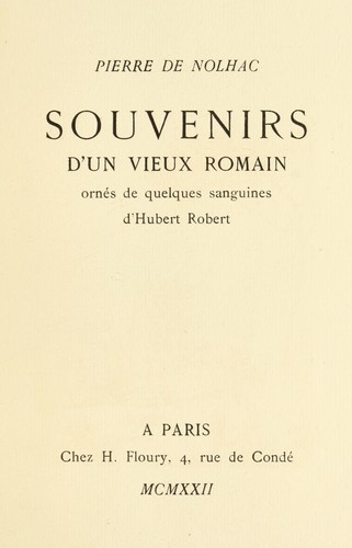 Cover for Souvenirs d'un vieux Romain