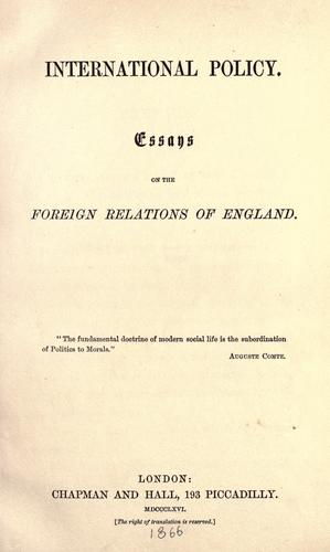 Cover for International policy.