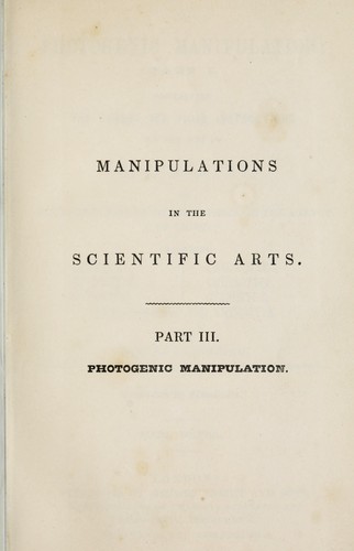 Cover for Photogenic manipulation