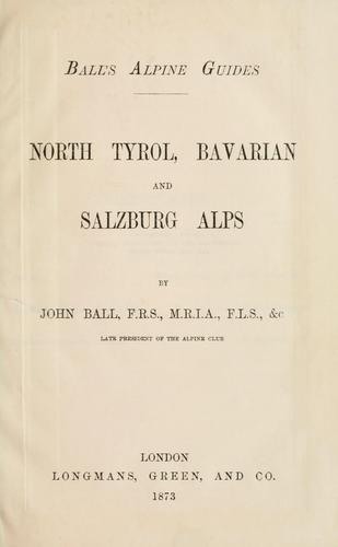 Cover for North Tyrol, Bavarian and Salzburg Alps