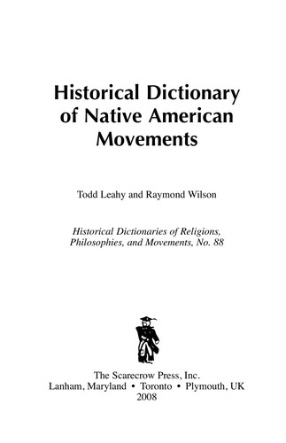 Cover for Historical dictionary of Native American movements