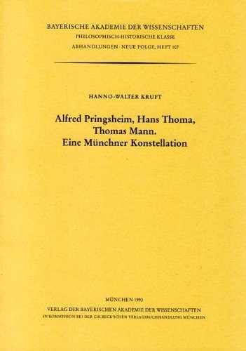 Cover for Alfred Pringsheim, Hans Thoma, Thomas Mann