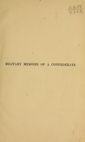 Cover for Military memoirs of a Confederate