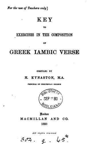 Cover for Exercises in the composition of Greek iambic verse. [With] Key