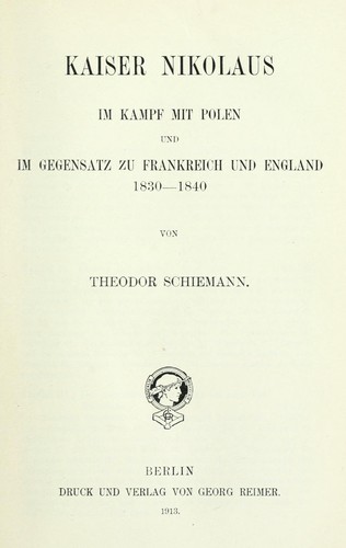 Cover for Geschichte Russlands unter Kaiser Nikolaus I.