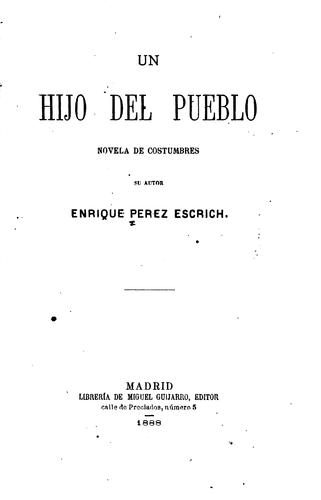 Cover for Un hijo del pueblo