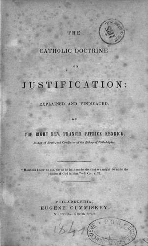 Cover for The Catholic doctrine on justification