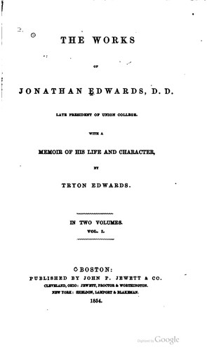 Cover for The works of Jonathan Edwards.