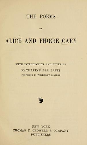 Cover for The poems of Alice and Phoebe Cary
