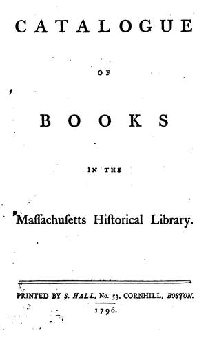 Cover for Catalogue of Books in the Massachusetts Historical Society Library