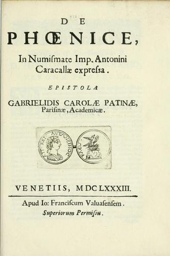 Cover for De phoenice, in numismate imp. Antonini Caracallae expressa