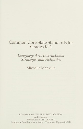 Cover for Common Core State Standards for Grades K-1