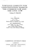 Cover for Tortious liability for unintentional harm in the common law and the civil law