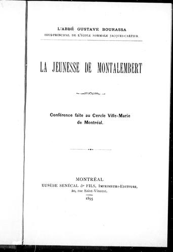 Cover for La jeunesse de Montalembert
