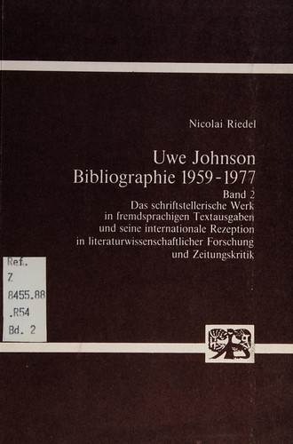 Cover for Uwe Johnson Bibliographie 1959-1977.