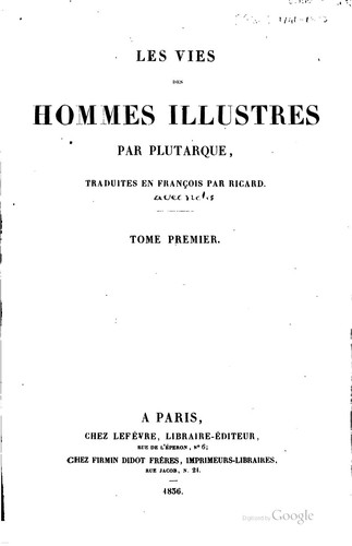 Cover for Les vies des hommes illustres