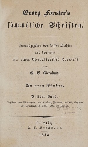 Cover for Georg Forster's Sämmtliche Schriften