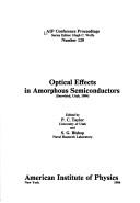 Cover for Optical effects in amorphous semiconductors