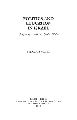 Cover for Politics and education in Israel