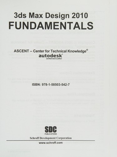 Cover for Autodesk 3ds Max Design 2010 Fundamentals
