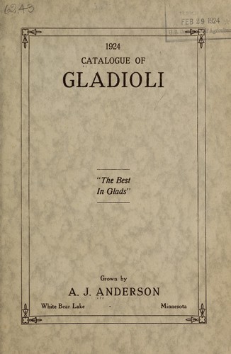 Cover for 1924 catalogue of gladioli