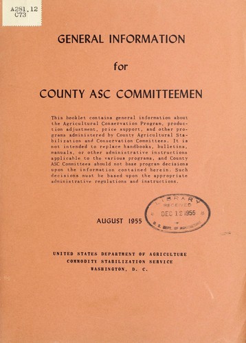Cover for General information for county ASC committeemen.