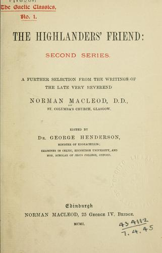 Cover for The Highlanders' friend: second series