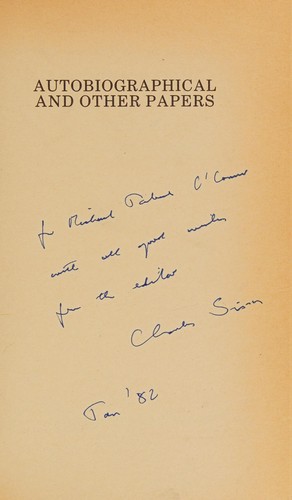 Cover for Autobiographical and other papers